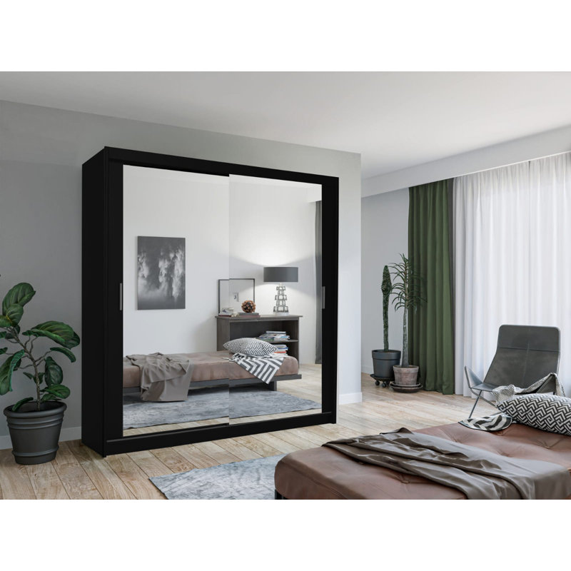 Harmindur 2 Door Wardrobe, Black, 217cm H x 120cm W x 62cm D