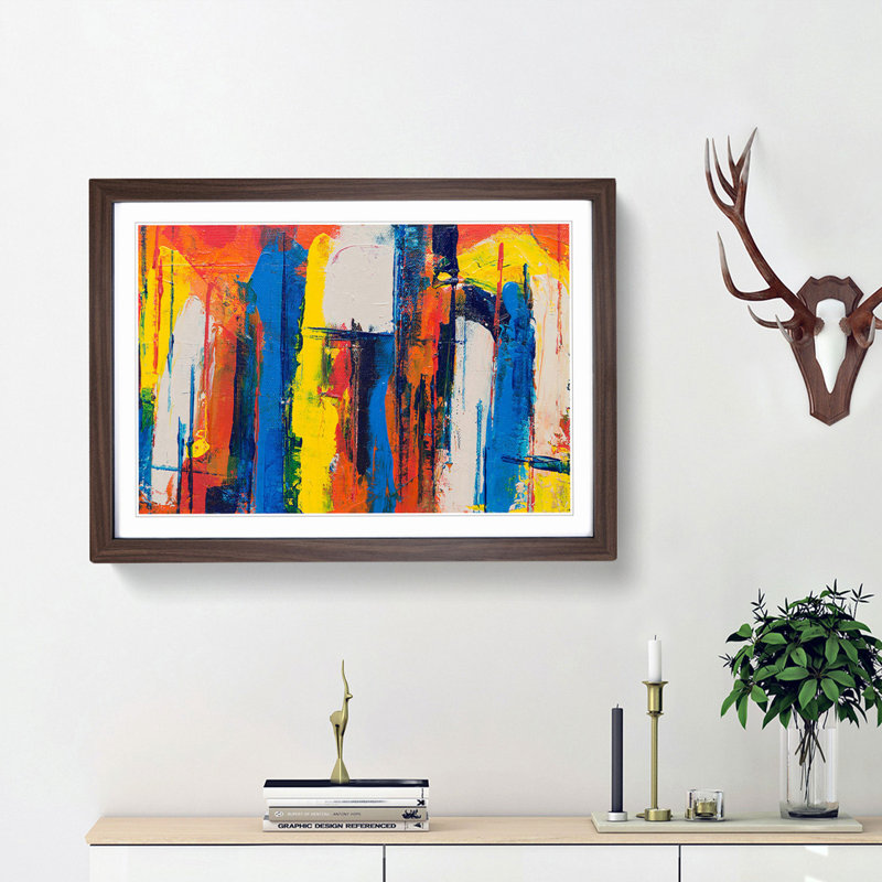 Abstract Art Painting Vol.127 by S.Johnson - Framed Print, 36cm H x 48cm W x 2cm D, Walnut Framed