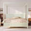 Grand lit plateforme à baldaquin en bois avec lattes de soutien, beige-668347240-668347242