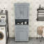 Armoire de salle de bain haute Graisyn avec panier à linge intégré et tablette réglable-342800410