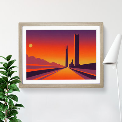 Art Deco Sunset 1 Piece Single Picture Frame Wall Art