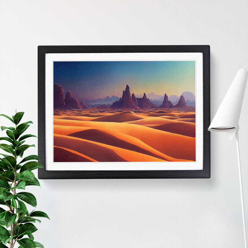 Desert View Vol.5 1 Piece Single Picture Frame Painting, 34cm H x 46cm W x 2cm D, Black