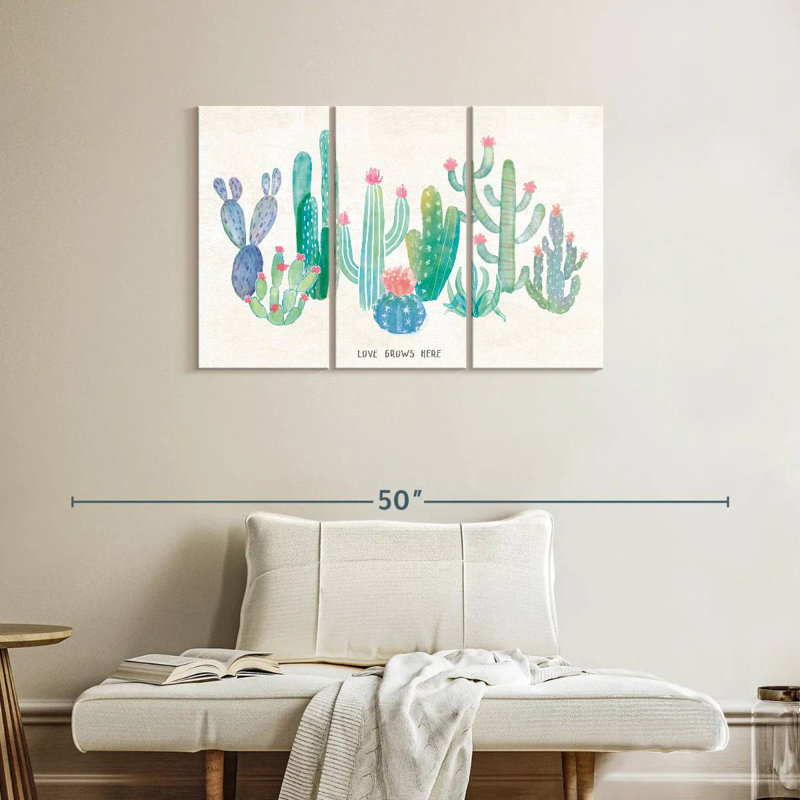 Harnek Love Grows Here Cactuses, 24" H x 38" W