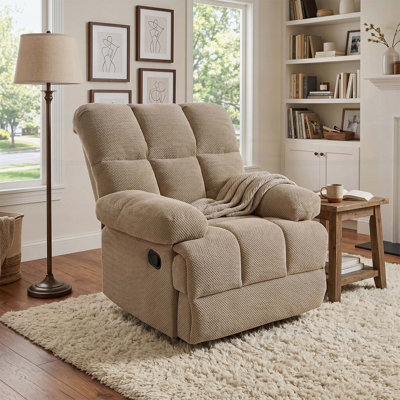 Fauteuil inclinable et berçant manuel moderne avec revêtement Nubby pour un confort et un style ultimes dans les salons