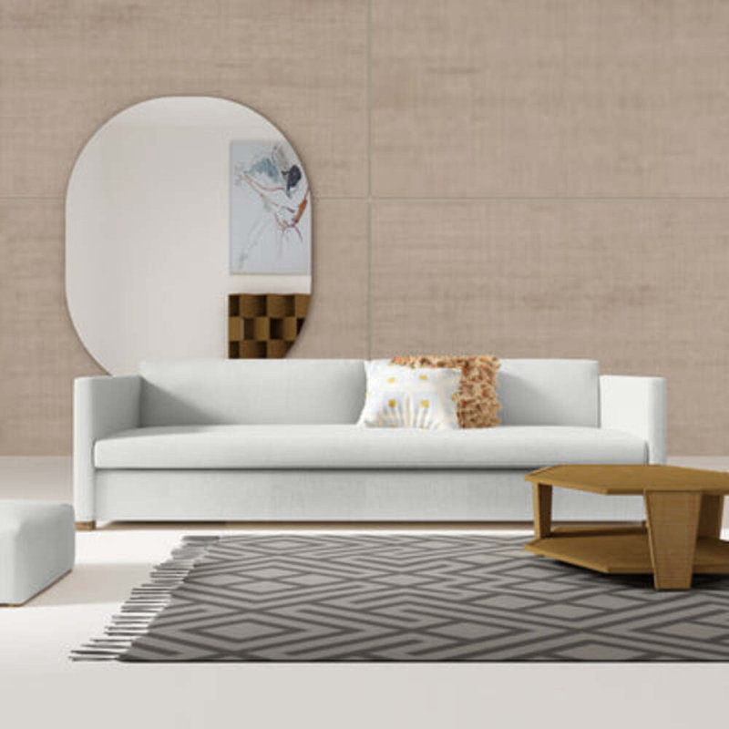 Canapé Madison, H 33 po x l 108 po x P 41 po, Lin Box Weave blanc, Patiné