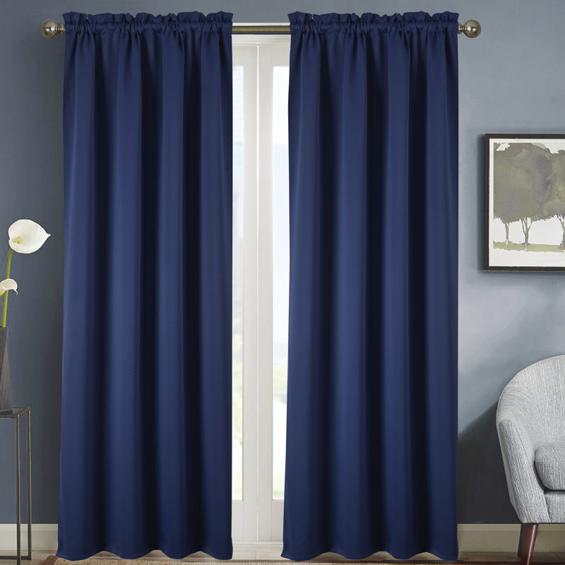 Rideau simple occultant et isolant avec passe-tringle Twilight, Bleu marine, L 54 po x L 84 po
