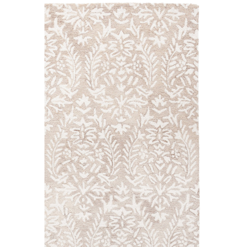Tapis floral en laine touffeté à la main Ebony, Rectangle 3 po x 5 po
