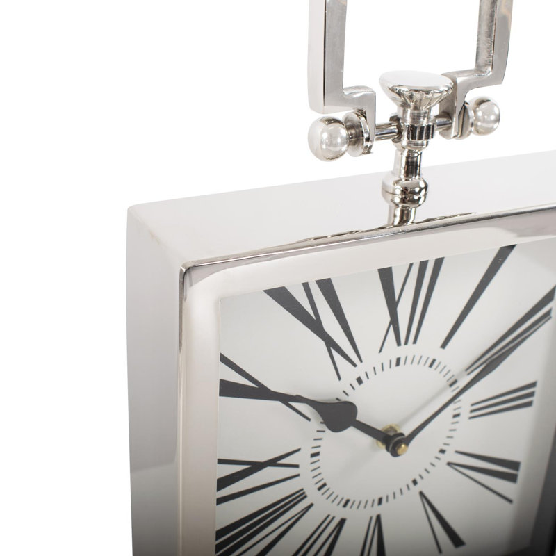 Handled Table Clock, Silver