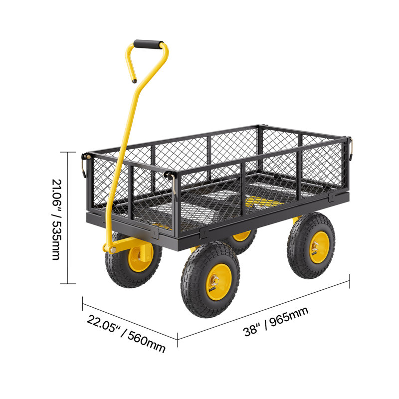 Chariot de chariot en acier à mailles avec côtés amovibles, H 32 po x l 20 po x P 37,8 po