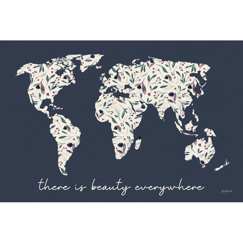 Floral Mapped Out by Becky Thorns - Wrapped Canvas Print, 61cm H x 91cm W