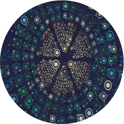 Tapis noir/bleu ciel à motifs