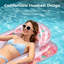 Adult Sparkling Pink Sequin Lilo Inflatable Pool Lounger with Headrest, Cup Holder & Cooling Foot Zone, Comfort Tanning Floating Raft for Summer Pool Relaxation