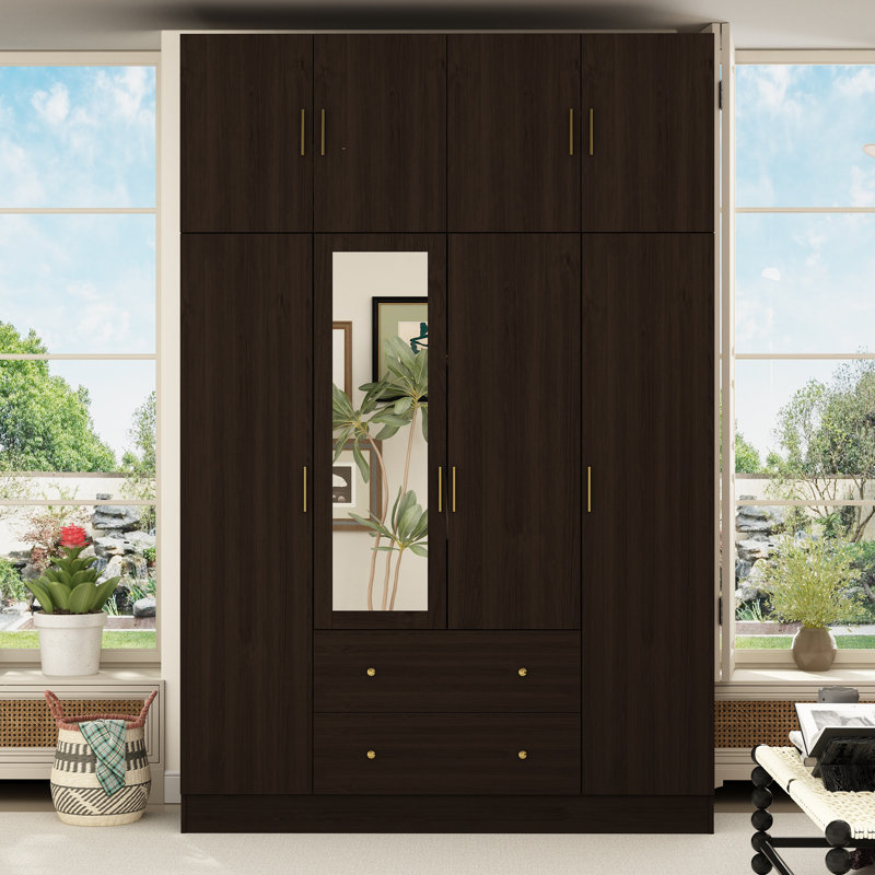 Armoire 4 tiroirs 2 tiroirs avec armoire, Noir, noir, noir, noir