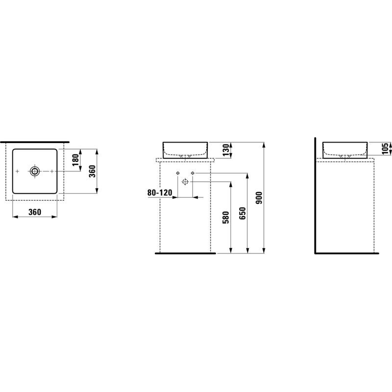 Living Square 14.2'' L Bathroom Sink