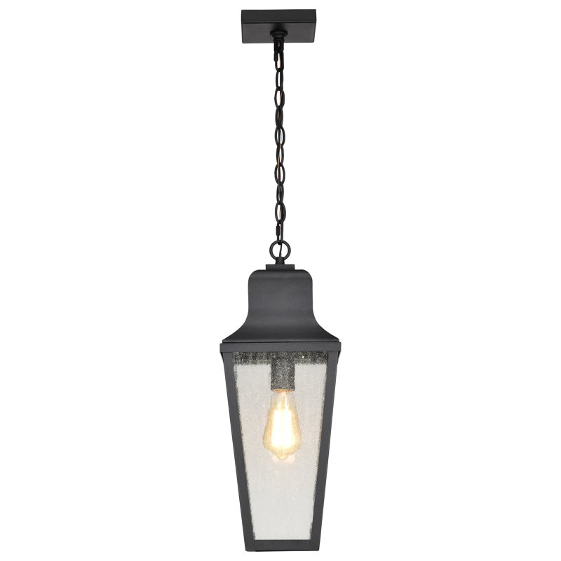 Neslisah - lanterne suspendue 1 lumière - noir mat avec verre bullé transparent