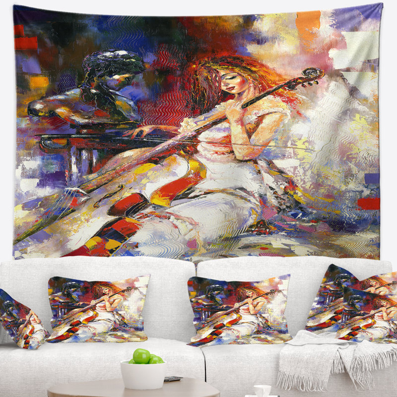 Musique la tapisserie des guitaristes, H 32 po x l 39 po