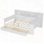Lit de jour double en bois avec tablettes de rangement, lit multifonctionnel avec deux tiroirs de rangement; Ensemble de lattes et bureau d'étude-391421602