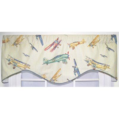 Cotton Blend Striped Scalloped Window Valance