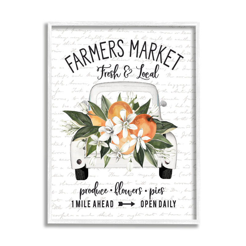 Farmers Market, fleur d'oranger, H 14 po x l 11 po x P 1,5 po, Giclée encadrée blanc bord de mer