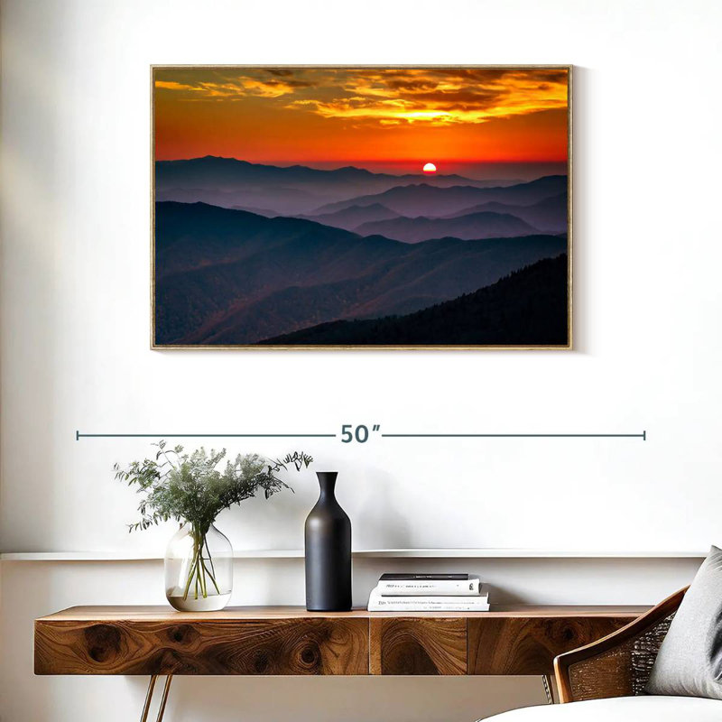 Blue Ridge Mountains, Cadre flottant en bois naturel, 37 po x 25 po