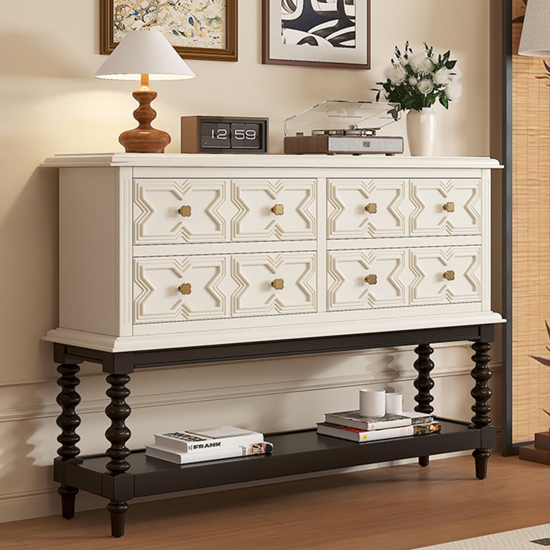 Console rétro de style français, H 38,2 po x l 59 po x P 15,7 po, Noir