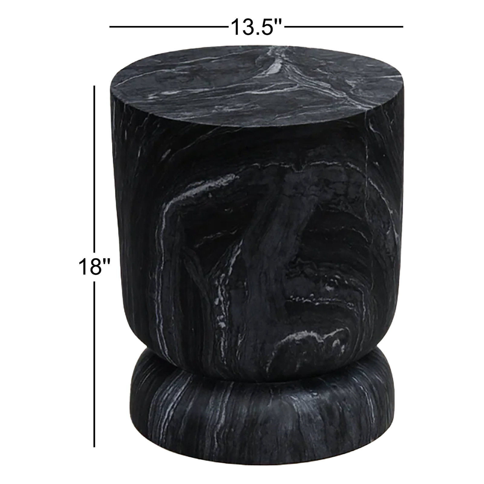 Zofia 13" Patio Side Table, Black Marble