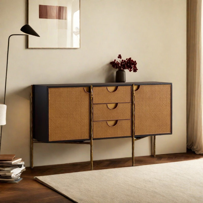 Retro Rattan Design Sideboard