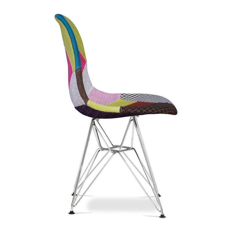  Chaise Aurael Multi Colou Patchwork avec pieds en acier (paquet de 4)