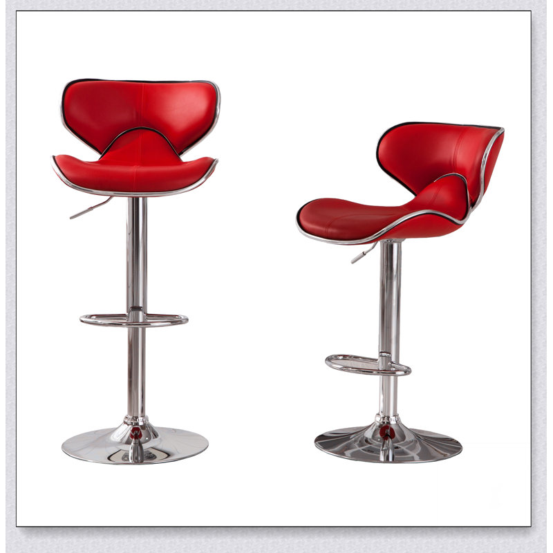Ensemble de 2 tabourets pivotants réglables Masaccio avec base chromée Airlift, Rouge