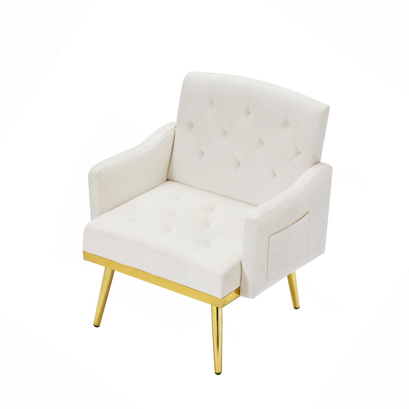 Fauteuil en velours avec pieds en métal