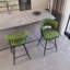 26 Inch Linen Woven Bar Stool Set, Black Legs, 360 Swivel, Comfortable Upholstered Arm Chairs with Backrest and Footrest