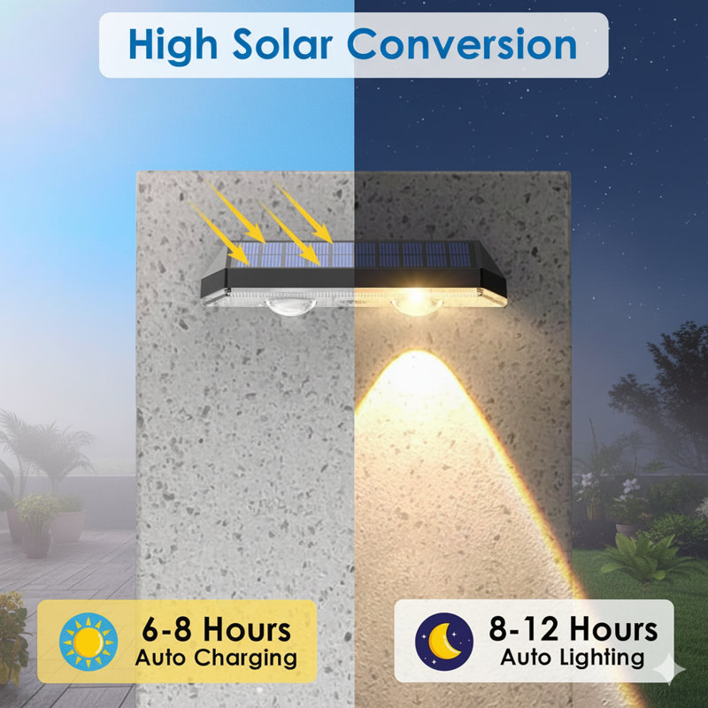 Éclairage solaire pour l'extérieur - 2700/4000 / 6000K 3 modes, IP65 imperméable Éclairage solaire pour l'extérieur, Éclairage solaire pour l'extérieur, Cour arrière / Rampe / Marche / Patio / Mur et Rénovation (Paquet de 8)