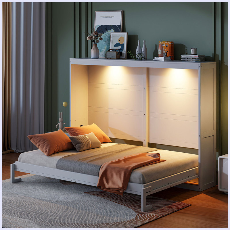 Lit escamotable moderne moderne avec lumières DEL, Blanc
