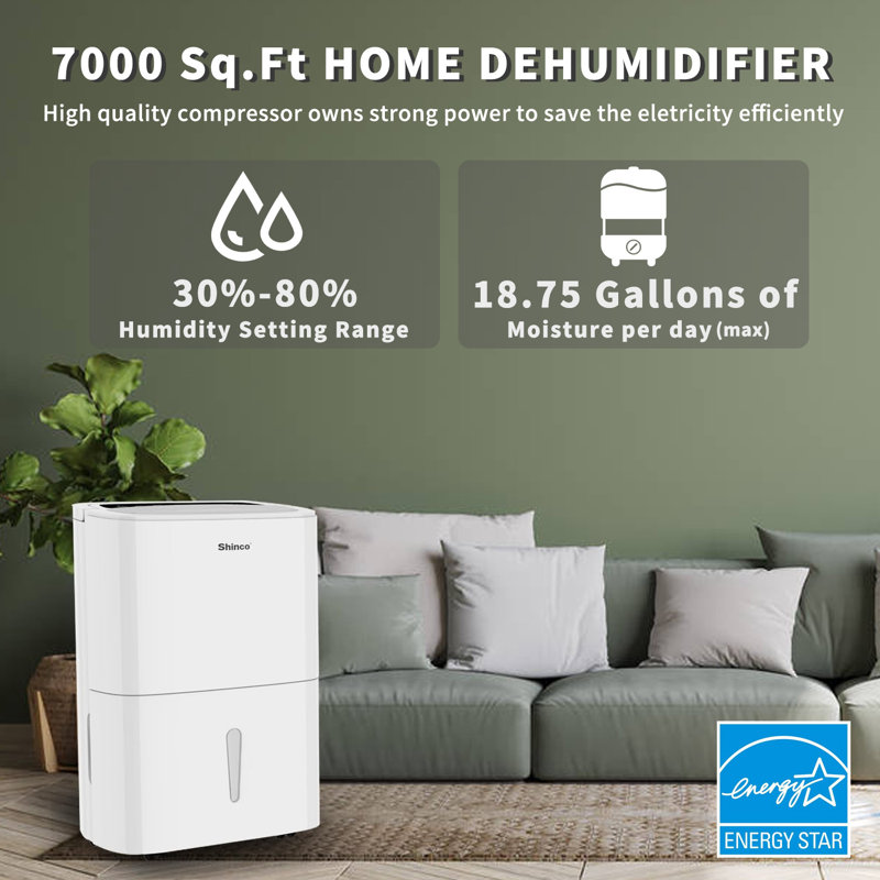 Shinco 150 Pints per Day Console Dehumidifier for Rooms up to 7000 Sq. Ft.(95°F, 90% RH),with Wifi&Pump