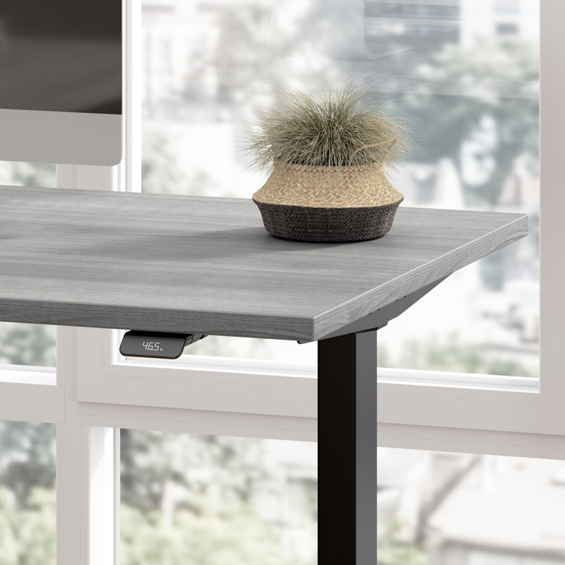 Adjustable Metal Base Standing Desk, Platinum Gray/Black, 47.68" H x 59.45" W x 29.37" D