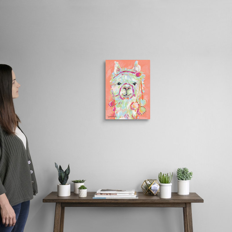 Reproduction d’art sur toile, "llama Love" par Jessica Mingo, Toile tendue, H 16 po x l 12 po x P 1,25 po