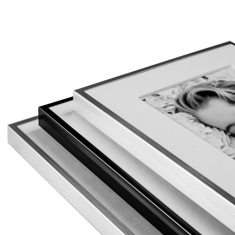 Yuliya Metal Matte Picture Frame with Mat, Black, 6" x 8"