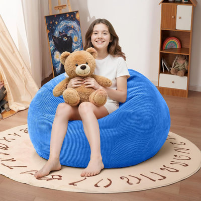 Memory Foam Bean Bag Chair - Corduroy - 2FT - Teardrop Shape - Comfy Beanbag Sofa