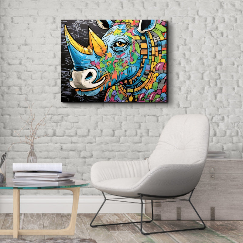 "Rhino Graffitianimals" sur toile, H 15 po x l 18 po