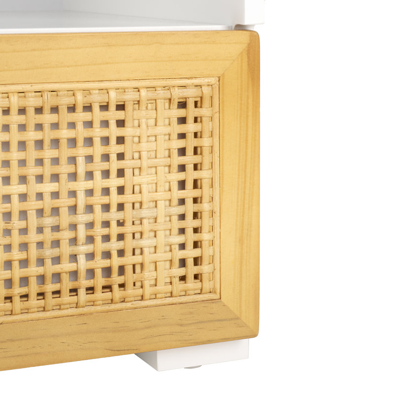 Crédence de rangement l 47,5 po Aafi, Blanc / Naturel