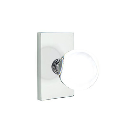 Ensemble de faux boutons Emtek avec rosette rectangulaire moderne et bouton en verre Bristol
