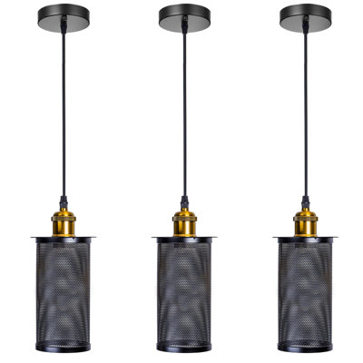 Vintage Wire Cage Pendant Light Set