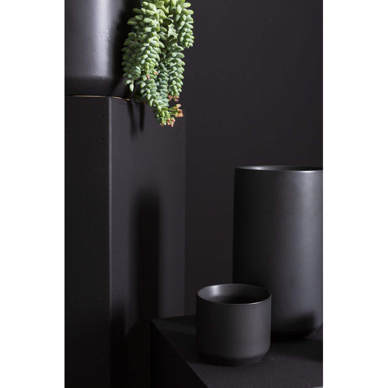 Parsons Handmade Ceramic Pot Planter, Black, 6.75" H x 7" W x 7" D