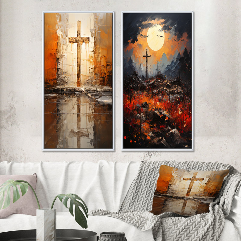 «Christianity Christian Devotion», 2 pièces sur toile, Cadre blanc, H 20 po x l 24 po