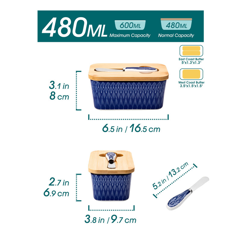 1-Piece Ceramic Butter Storage Box 