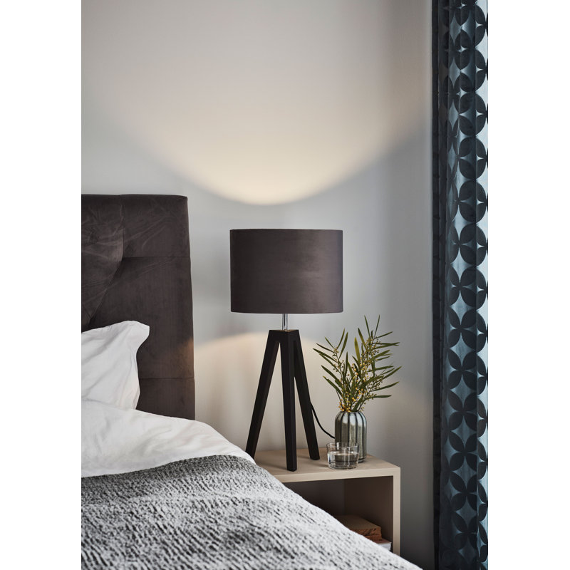 Ambon Solid Wood Tripod Lamp, Grey