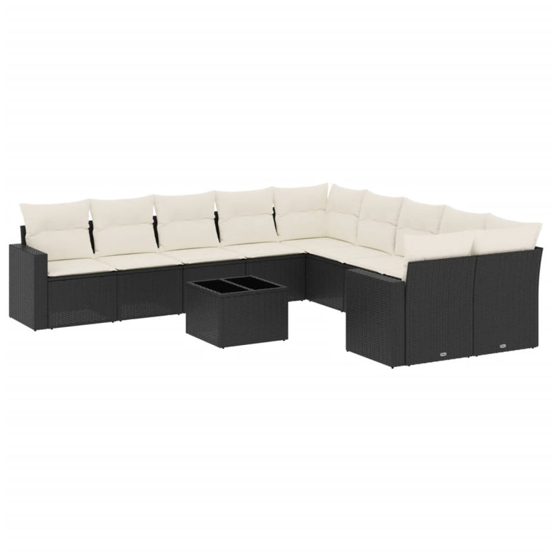 Grand canapé modulaire en rotin PE Vidaxl, Noir