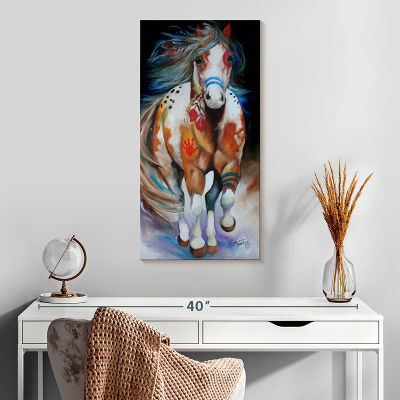 Cheval de guerre indien, H 30 po x l 15 po
