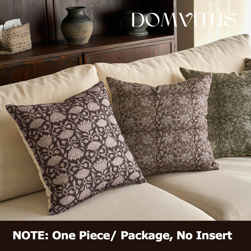 Housses de coussin Alcamo Floral 20x20, H 20 po x l 20 po, Marron foncé