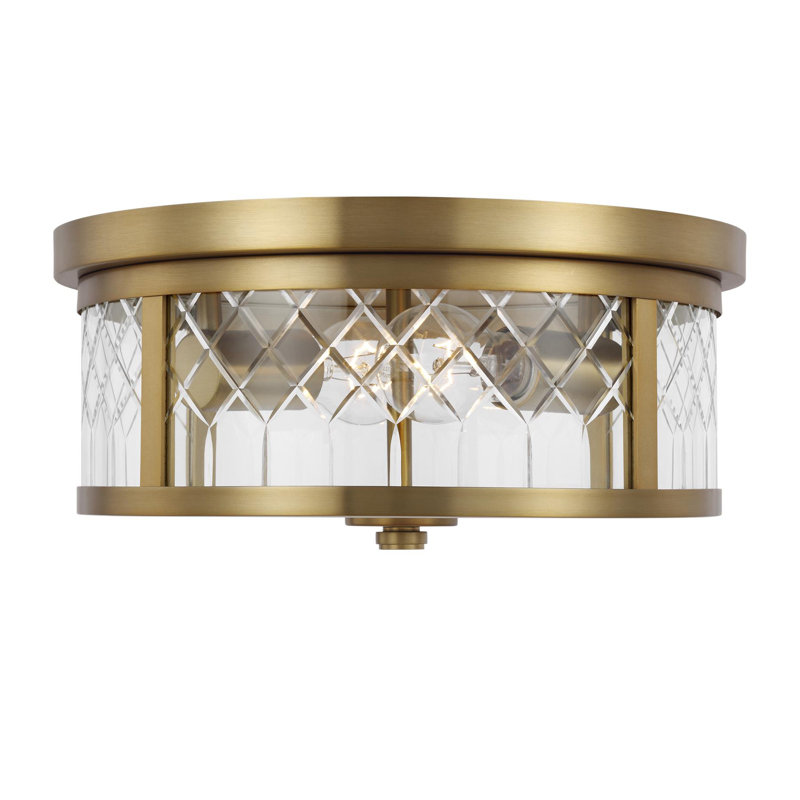 Alec 13'' Burnished Brass and Glass Flush Mount Light